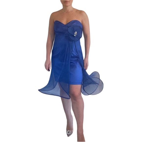 Jovani Strapless Cocktail Dress Royal Blue - Picture 1 of 7